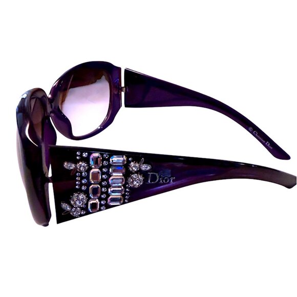 CHRISTIAN DIOR Limited Edition 609-J8 Purple Sun Crystal Silver Gems SUNGLASSES - Picture 8 of 13